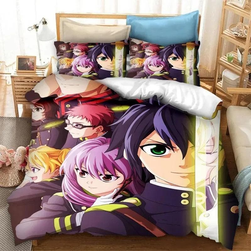 Anime Seraph of the End Mikaela Hyakuya Bedding Set Boys Girls Twin Queen Size Duvet Cover Pillowcase Bed Boys Adult EU single(135x200cm)