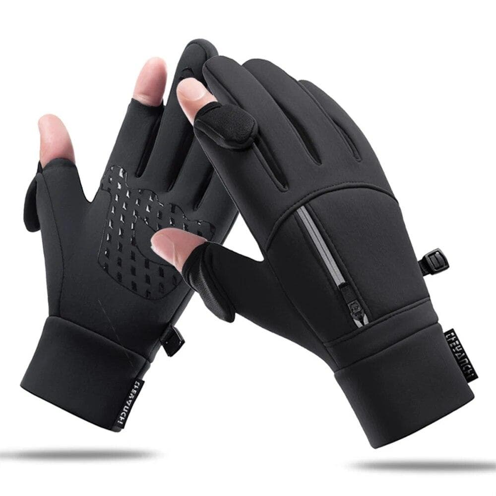 Winter Warm Touch Screen Gloves Outdoor Windproof Waterproof Cold-proof Gloves Men Driving Cycling Fishing Ski Gloves M black