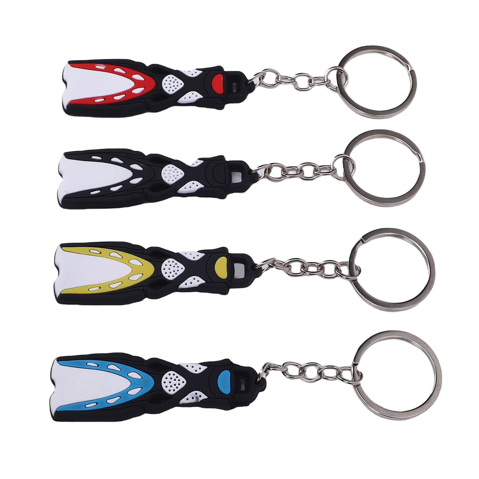 4pcs Silicone Dive Fin Keychains Decorative Scuba Diving Flippers Keyrings Diving Keepsake Present