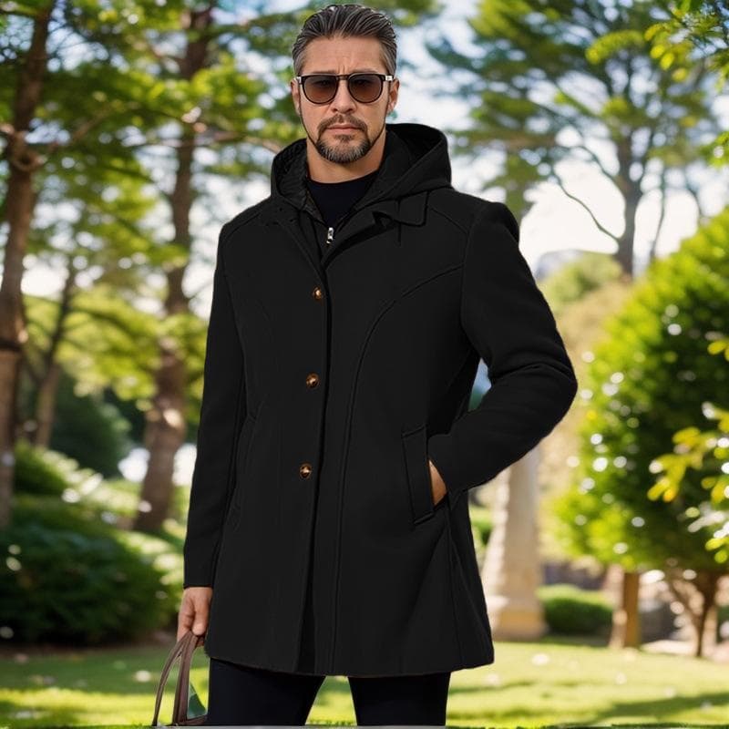 Woolen Men's Coat Two Coats Hoodie 2XL