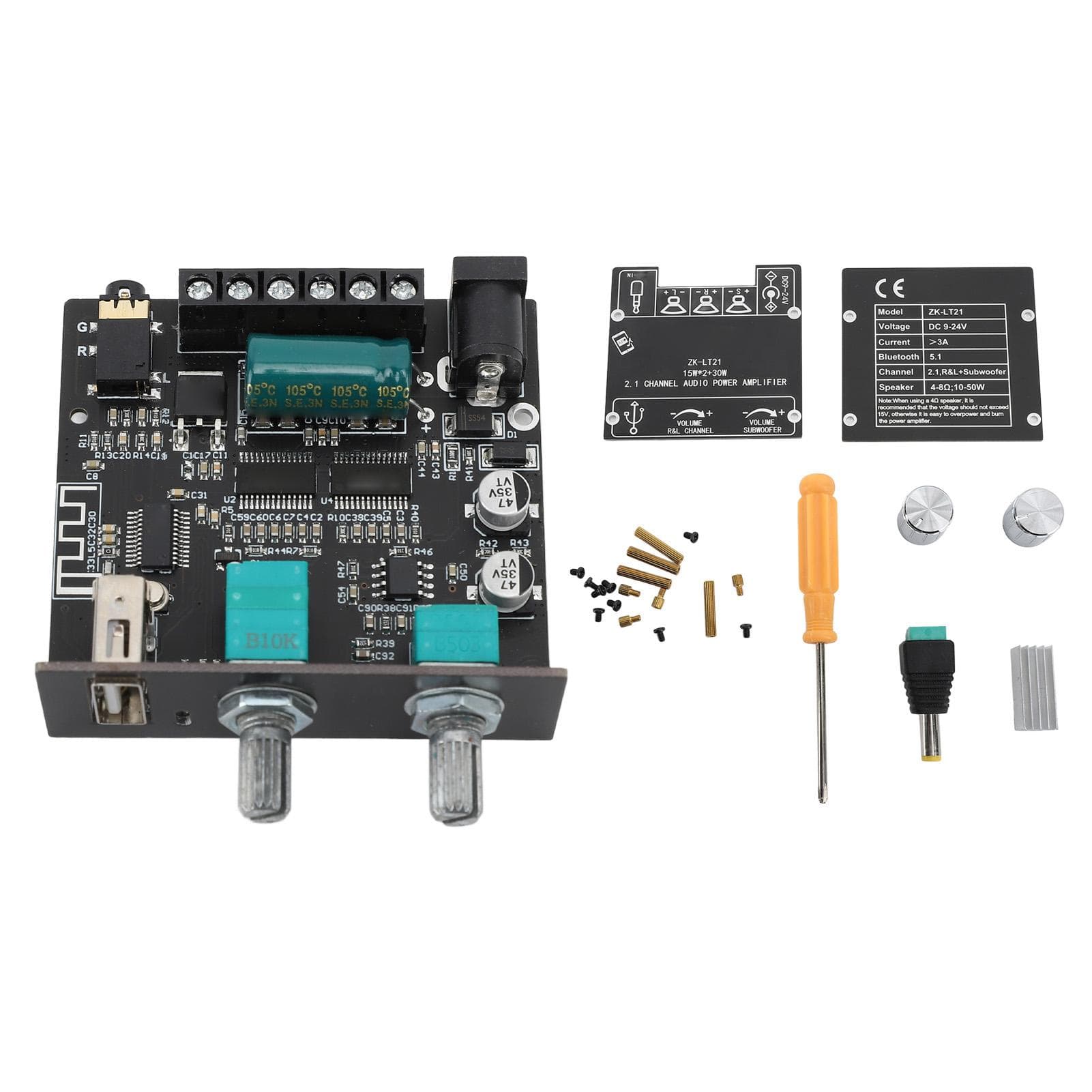Bluetooth 5.1 Amplifier Board 9 to 24V 2.1 Channel Mini Receiver Wireless Stereo Sound Digital Amp