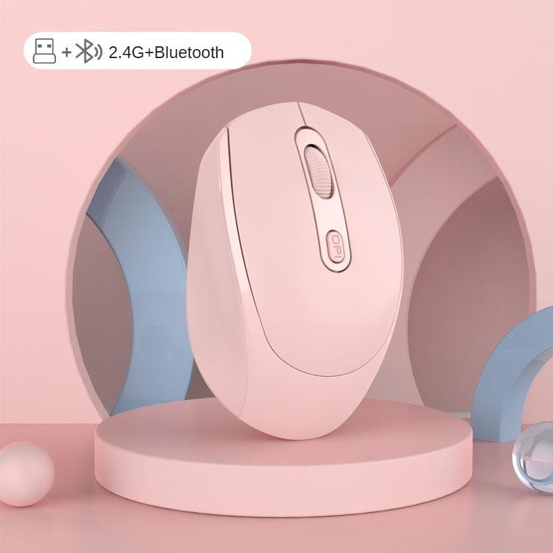 2.4GHz Wireless Mouse Bluetooth 5.2 Optical Mice with Receiver RGB 1600DPI 4 Buttons Silent Mouse USB Rechargeable Game Mice for Computer Laptop PC pink