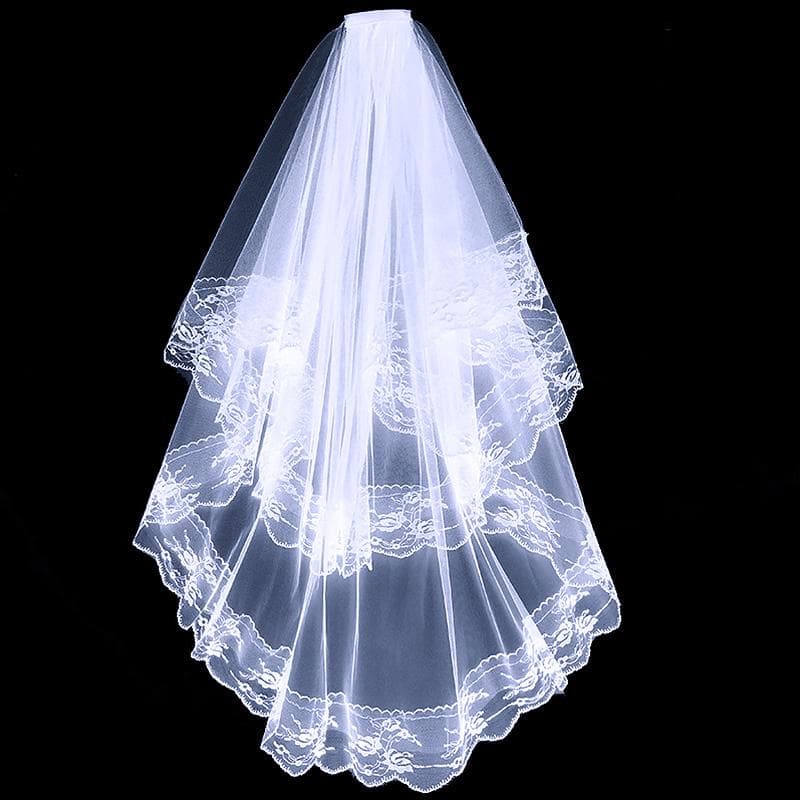 1PC Wedding Veil Lace Edge Long Luxurious Bridal Veil White Ivory Veil with Comb with Comb Cathedral Bride Accessories white
