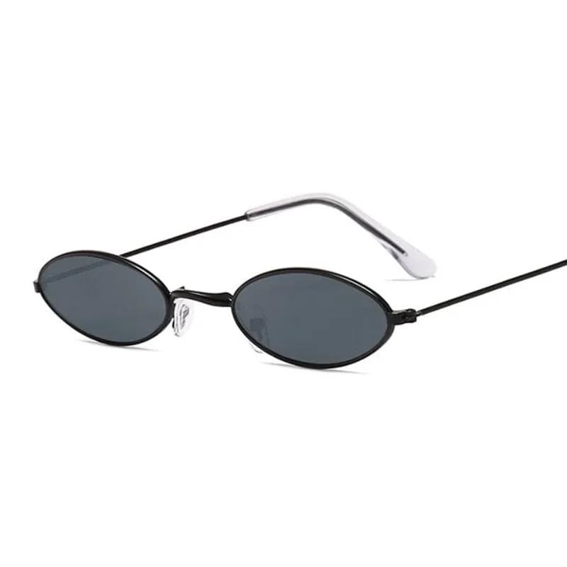Retro Small Oval Sunglasses Vintage Brand Shades Black Red Metal Color Sun Glasses For Women Men Fashion Designer