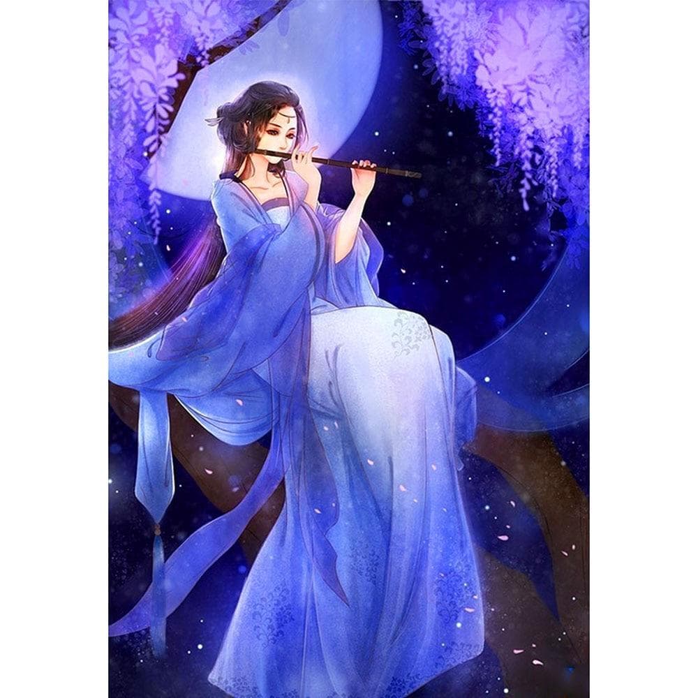 Cross Stitch Kit DIY Diamond Embroidery girl played the flute Diamond Painting Mosaic Home Decor 20X30CM