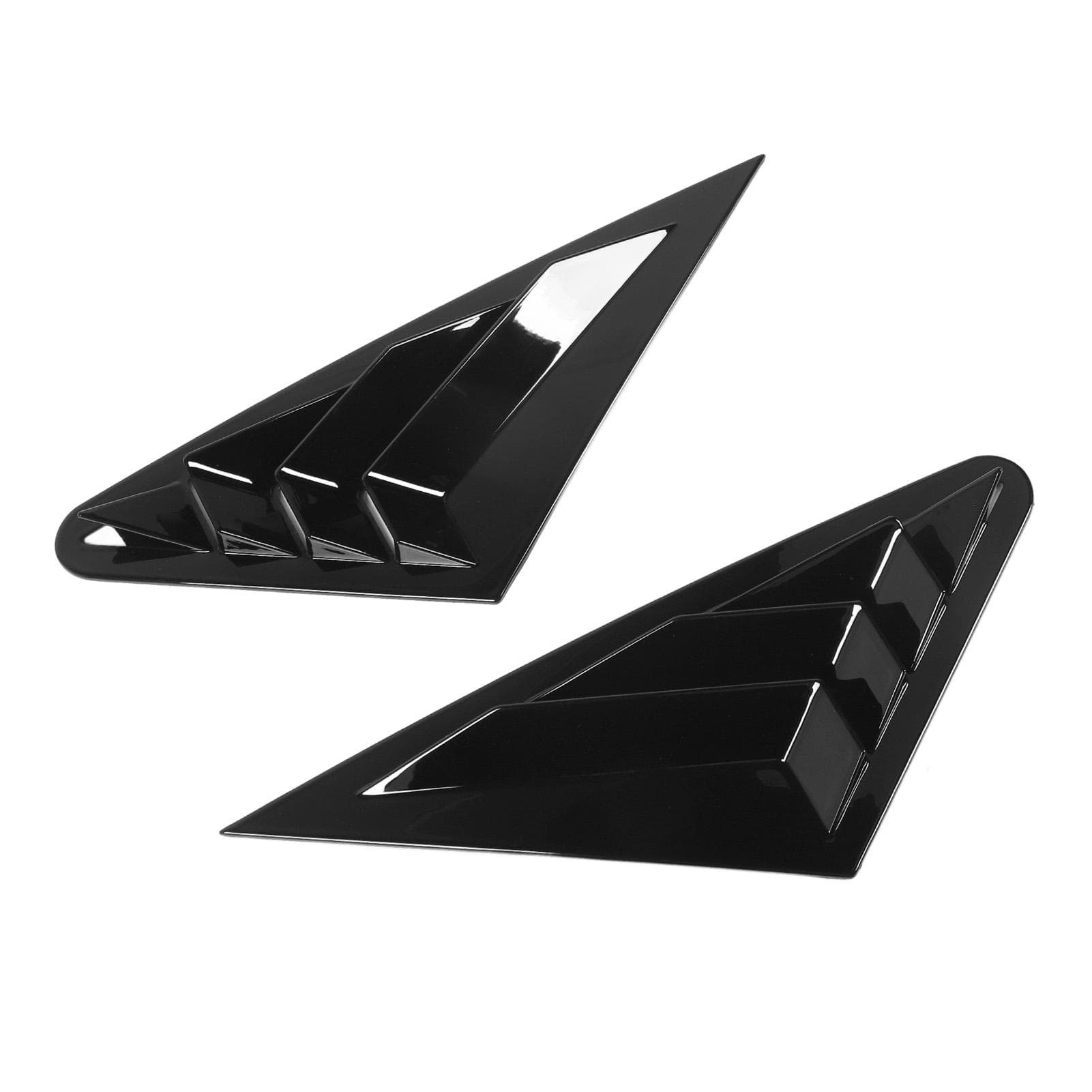 2Pcs Rear Side Window Louver Cover Left Right Impact Proof Sporty Look Rear Window Air Vent Scoop black