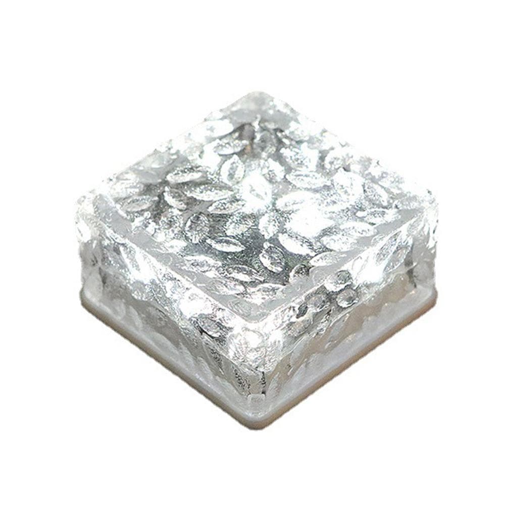 Solar Powered Ice Brick Lights Outdoors Landscape Light with 4 LED Lights, Solar Panel, for Garden white