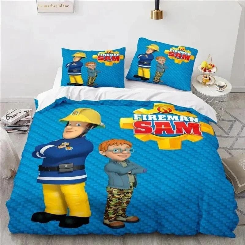 Cartoon Fireman Sam Toys Bedding Set Duvet Cover Bed Set Quilt Cover Pillowcase Comforter king Queen Size Boys Adult Bedding Set 70x133cm 2pcs