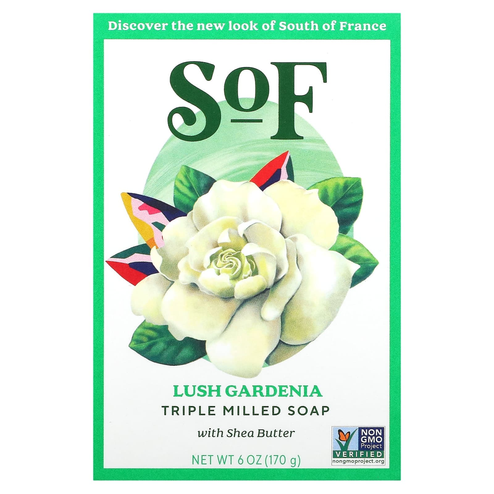 SoF, Lush Gardenia, French machine-kneaded soap with organic shea butter, 170 g (6 oz)