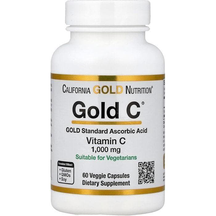 Vitamin C Course - California Gold Nutrition - 1000 mg per capsule - 60 capsules - Vitality support - Gluten-free