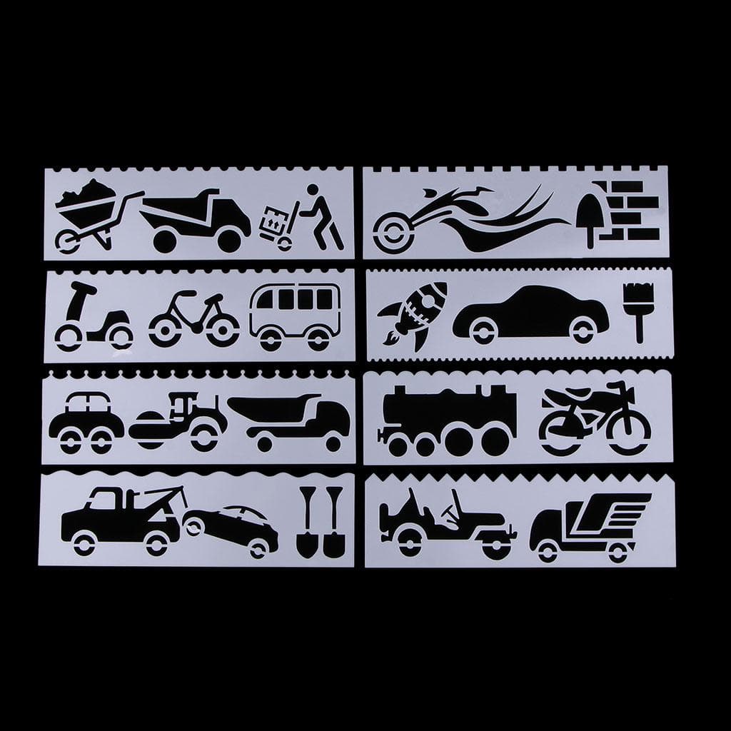 8 Style Journal Drawing Template Stencils Set Scrapbooking DIY Card Flowers 183X55mm