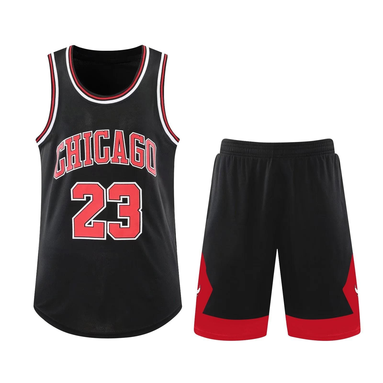 Basketball Clothes Kids Basketball Suit Classic Tops + Pants Basketball Jerseys Suit Set M black