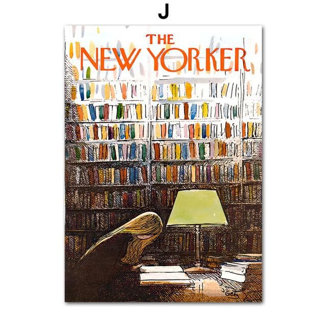 Ballerina Library Lion The New Yorker Magazine Wall Art Canvas Painting Posters And Prints Wall Pictures For Living Room Decor No Frame 30*40cm