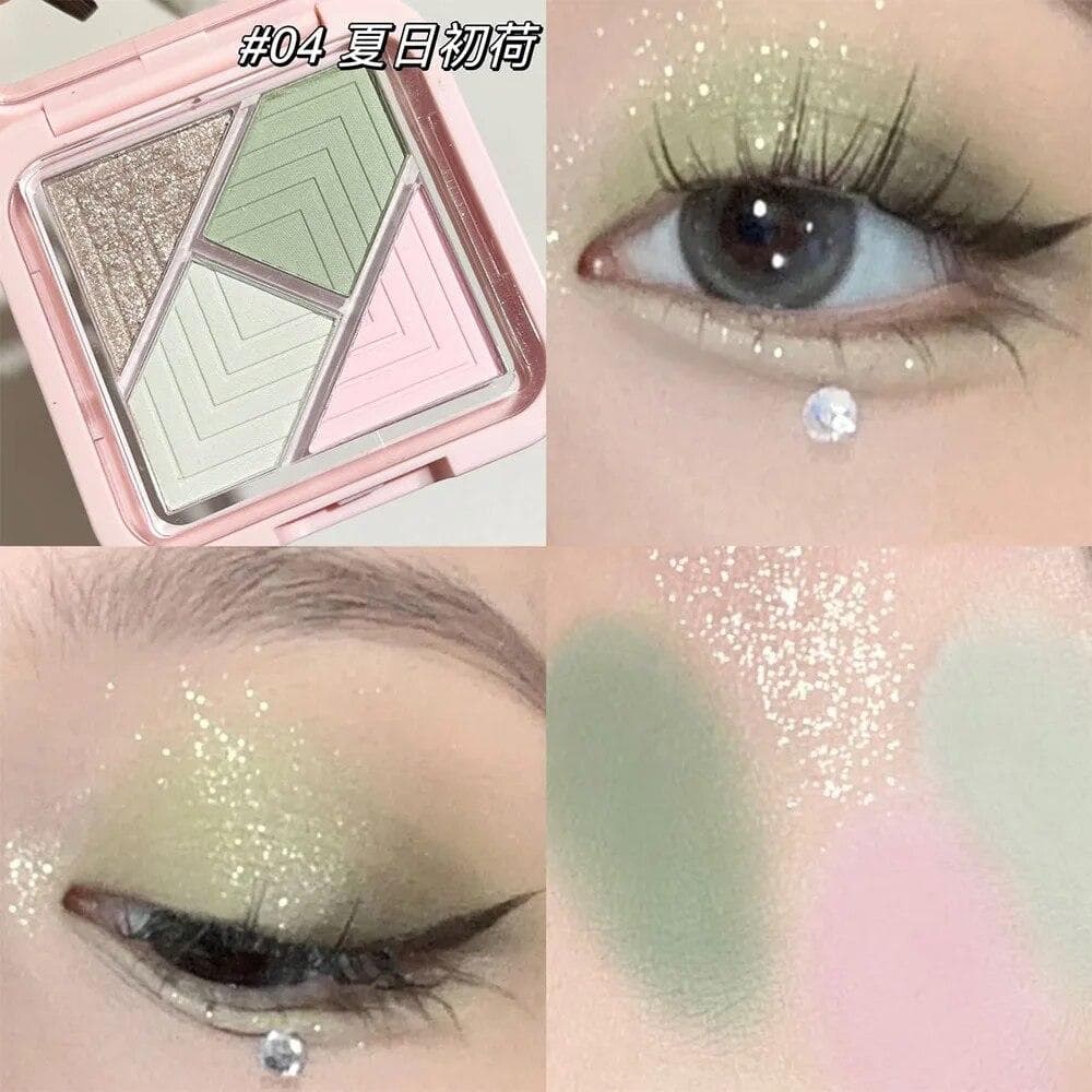 4 Color Eyeshadow Palette Blue Green Glitter Pearly Matte Black Pink Earth Color Eye Shadow Makeup Lasting Korean Cosmetic 1Pcs