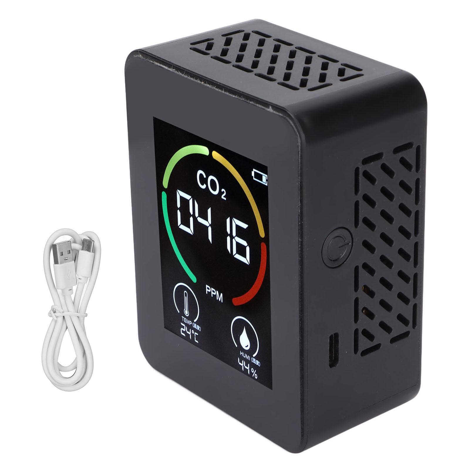 Air Quality Monitor USB Rechargeable Portable Temperature and Humidity Tester for CO2 Detection