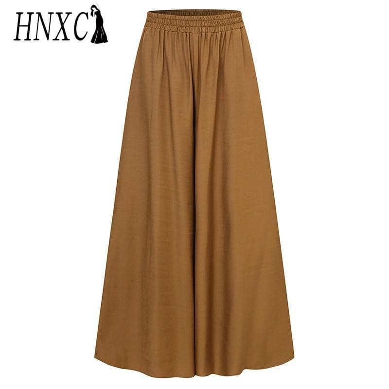 HNXC Women's Fashion Casual Solid Color Print Pants & Capris XXXXXL brown