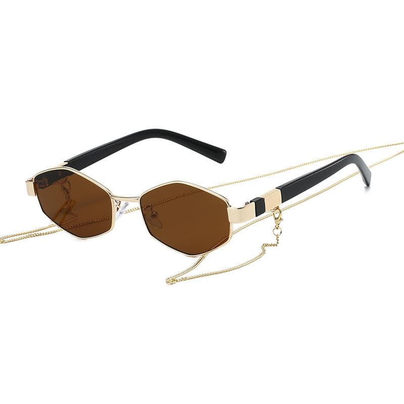 Luxury Polygon Gradient Sunglasses Women Men UV400 Chain Design High Quality Casual Shades as picture