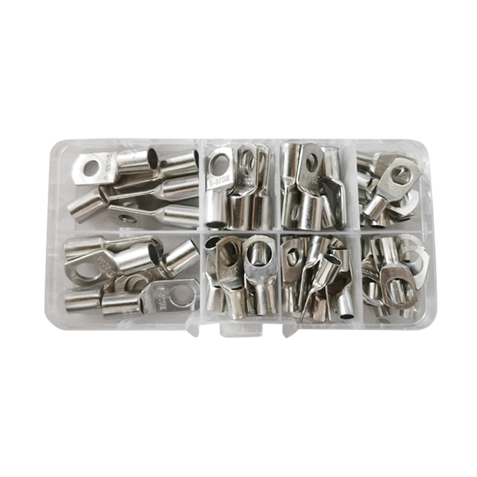 60 PCS Cable Lug Set for 6-25mm² Wire Tinned Copper Wire Lugs Battery Cable Ends Crimp Wire silver