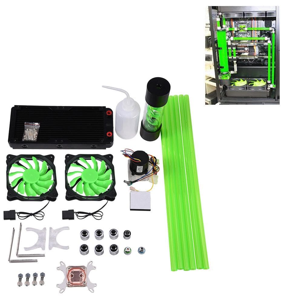 DIY 240mm Heat Sink CPU Water Block Pump Reservoir LED Fan Compputer Water Cooling Kit