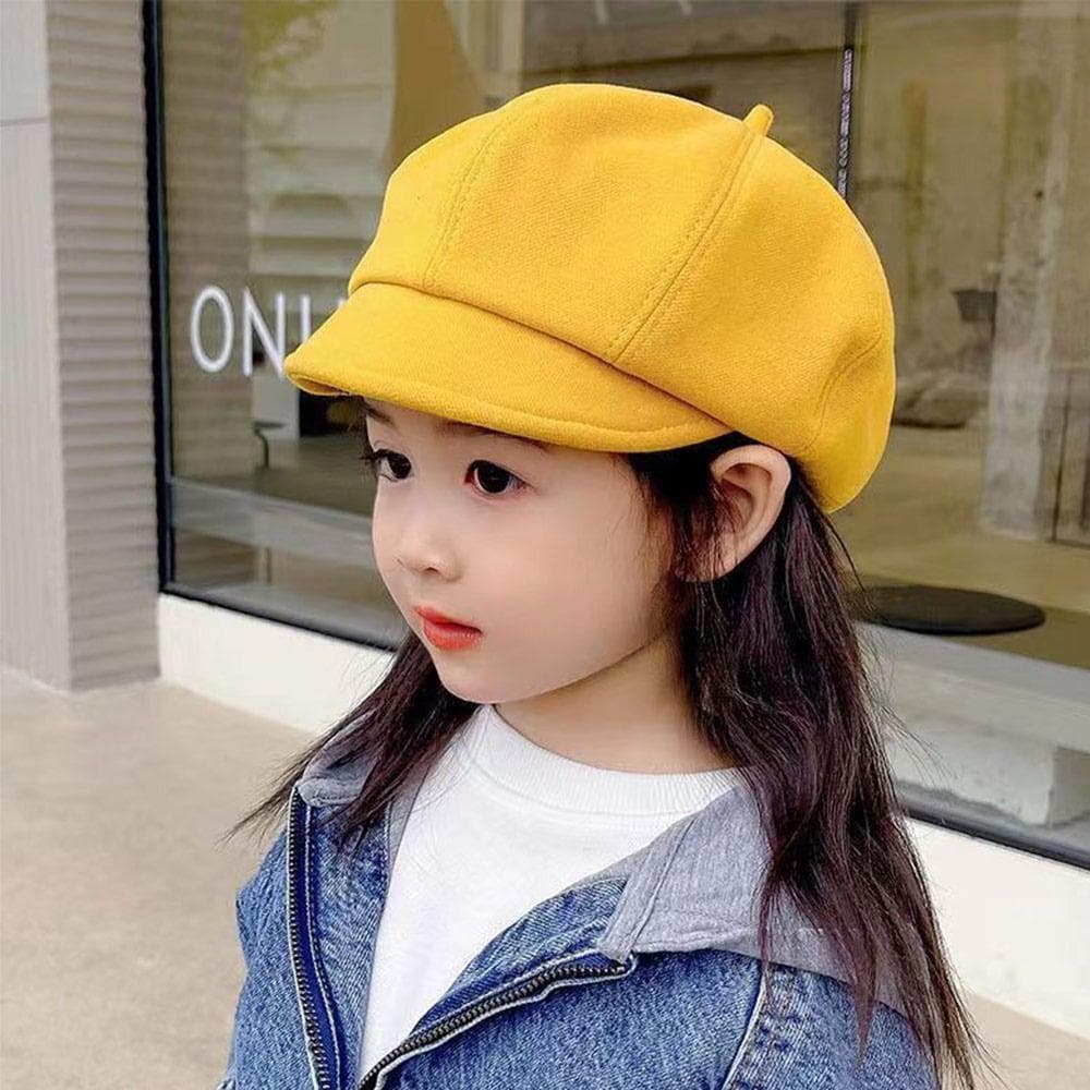 Woolen Baby Beret Hat Warm Painter Hat Vintage Children Newsboy Cap Boys Girls yellow