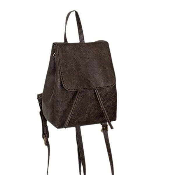 Brown Leather-textured Small Backpack, Retro Pu Soft Leather Feel, Versatile Single-shoulder Bag, Commuter Versatile Small Backpack