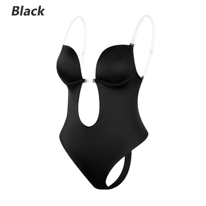 Women's Backless U-shaped Skin-tight Garment Body Shaping Clothes Seamless Body Shaping Clothes with Padded Bra XL black