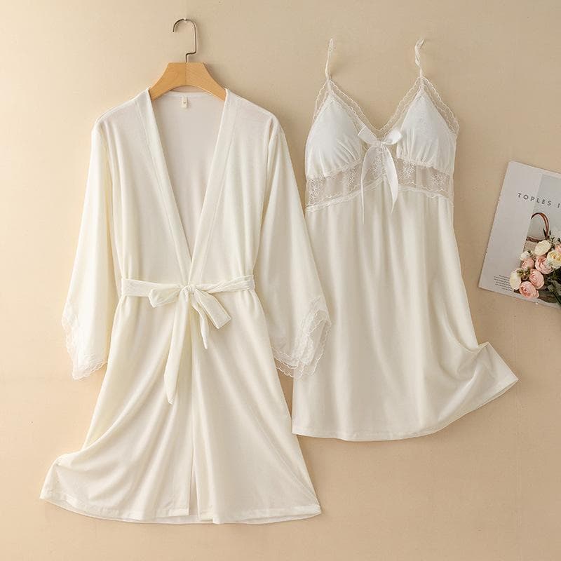 New Autumn Velvet Pajamas Two-piece Robe Set Feminine Lace See-through Robe Bathrobe Casual Velvet Home Clothes XL