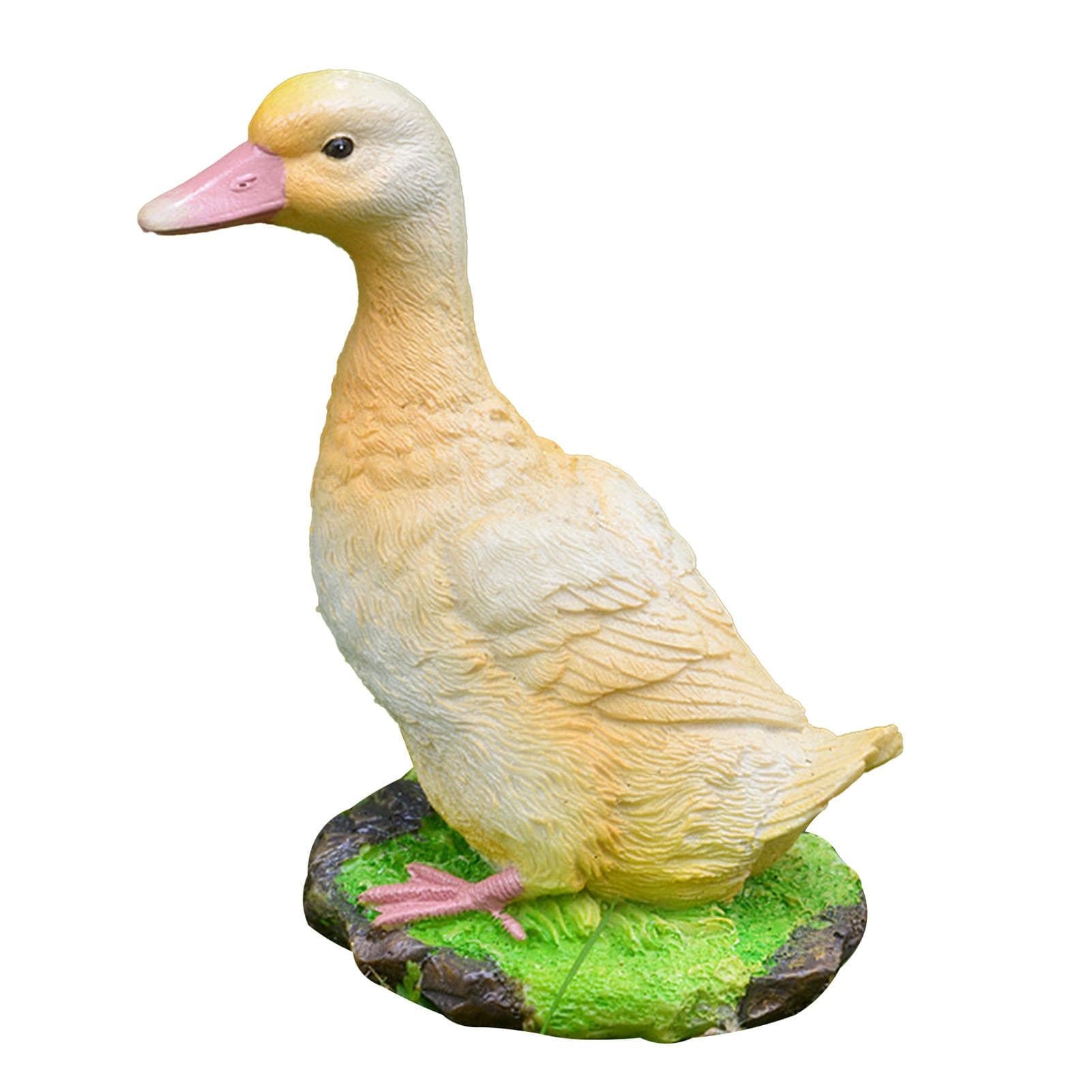Duck Ornament Simulation Resin Landscape Duck Statue Weather Resistant Vivid Cute Animal Sculpture Yellow S