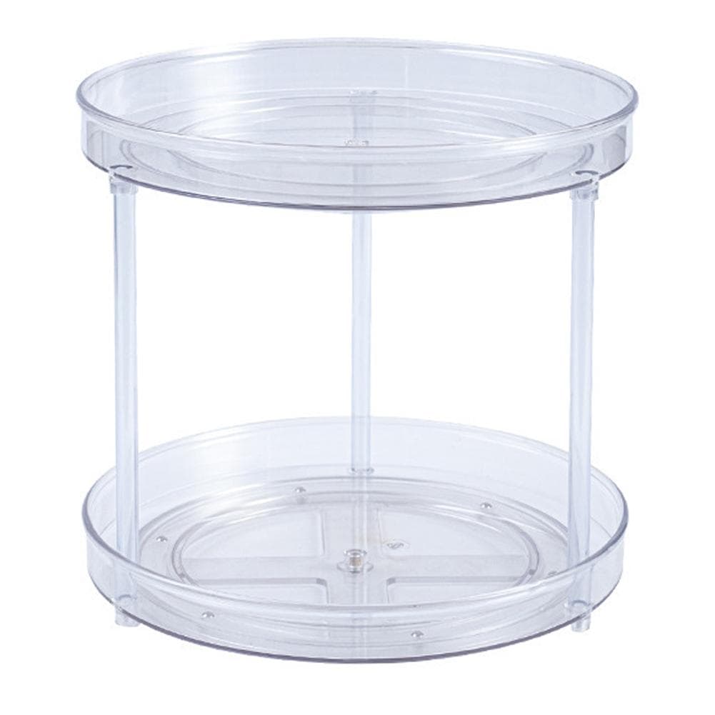 Rotating Organizer Transparent Double Layer Rotatable Kitchen Seasonings Rack Makeup Holder Small transparent