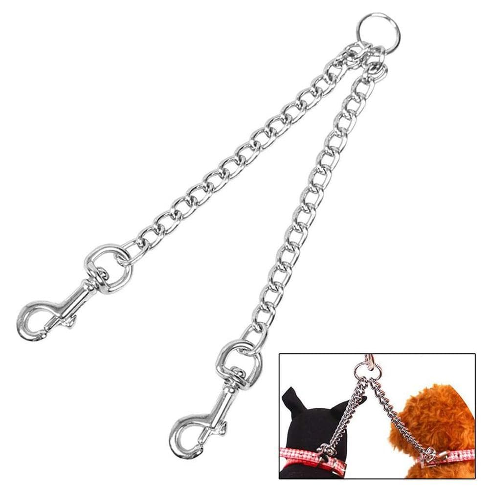 1 pcs Pets Double Head Dog Leash Aluminum Alloy Twin Traction Belt Pets Chains for Walking Two