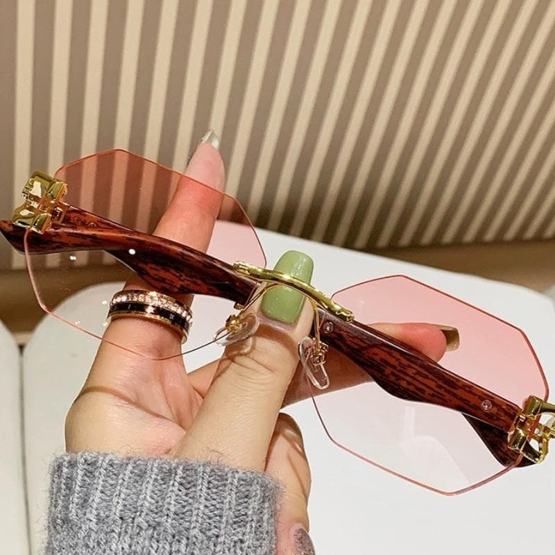1PC Frameless Rectangular Sunglasses Fashion Gradient Lens Trendy Unisex Sun Glasses for Daily Wear MULTI