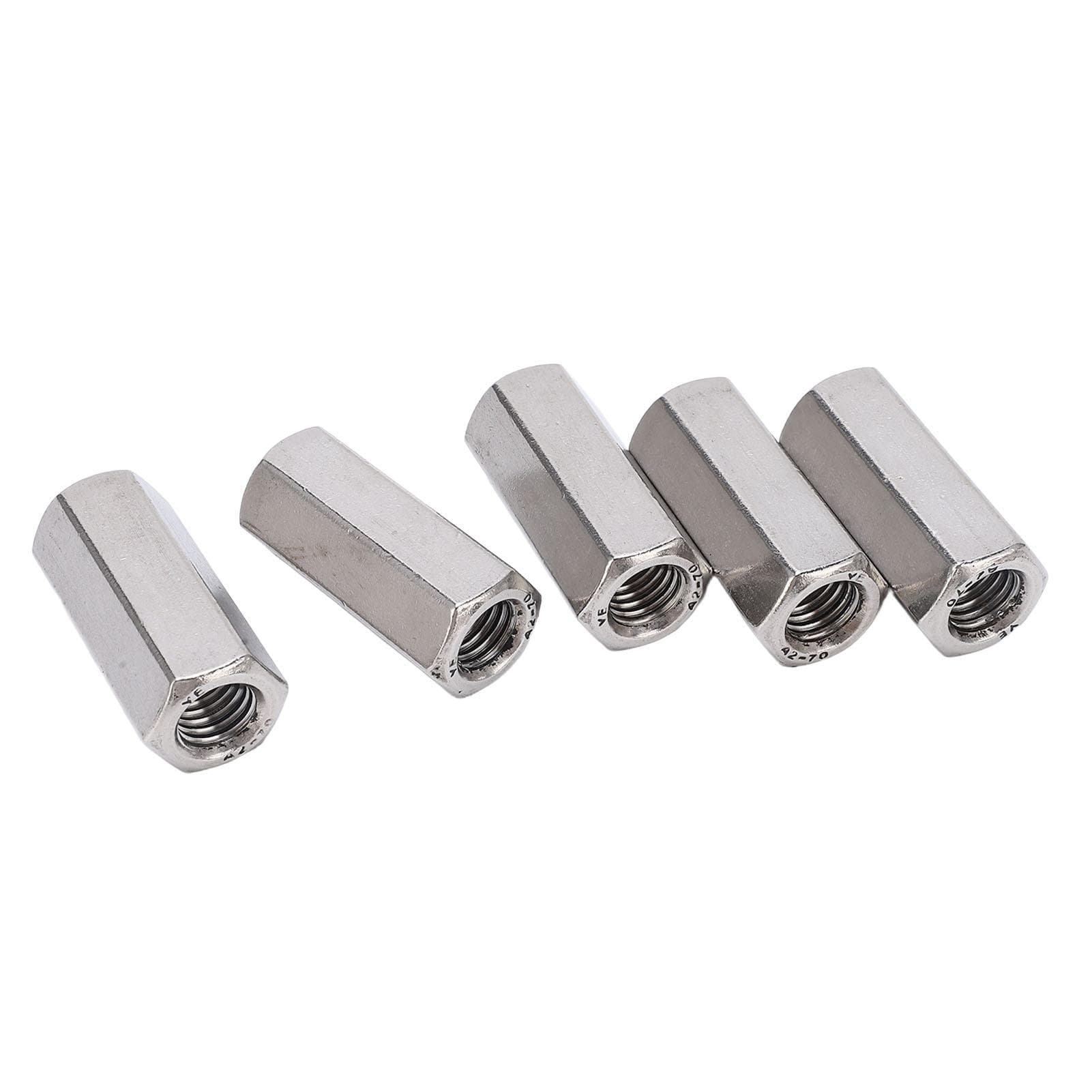 5Pcs Coupling Nut Hex Stainless Steel Anti Corrosion M12 Connector Nut Silver for Screw Bolts