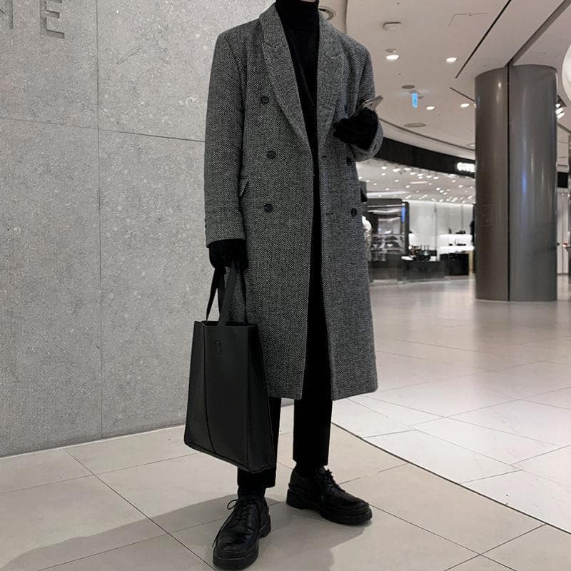 Men's Winter Korean Version Loose Casual Thickened Men's Woolen Trench Coat XL