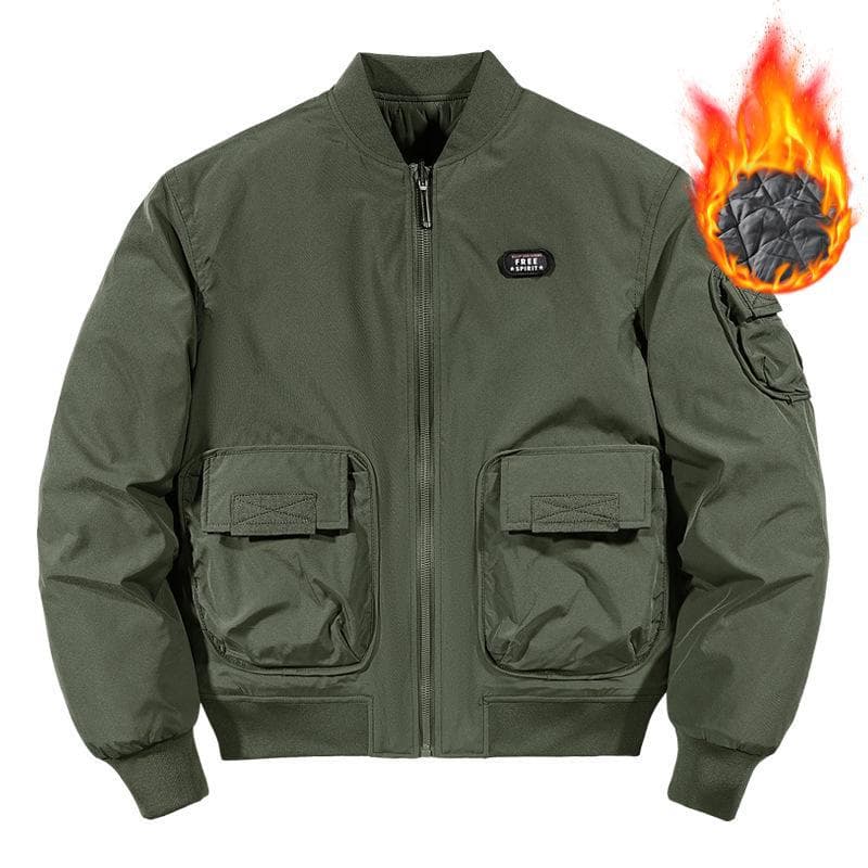 2024 Men's Reversible MA1 Bomber Jacket - Thickened Cotton for Autumn/Winter 4XL army green