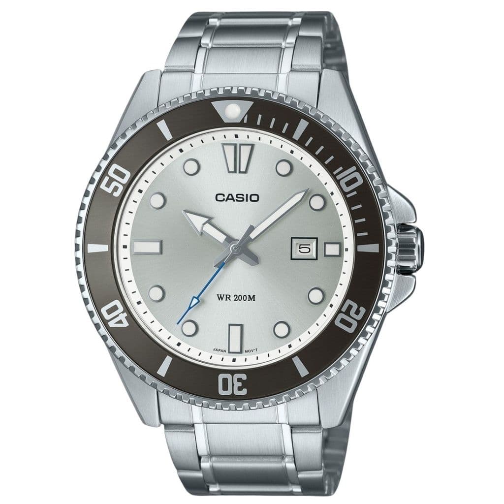 Casio Standard Analog Stainless Steel Silver Dial Quartz MDV-107D-7AV 200M Men's Watch silver