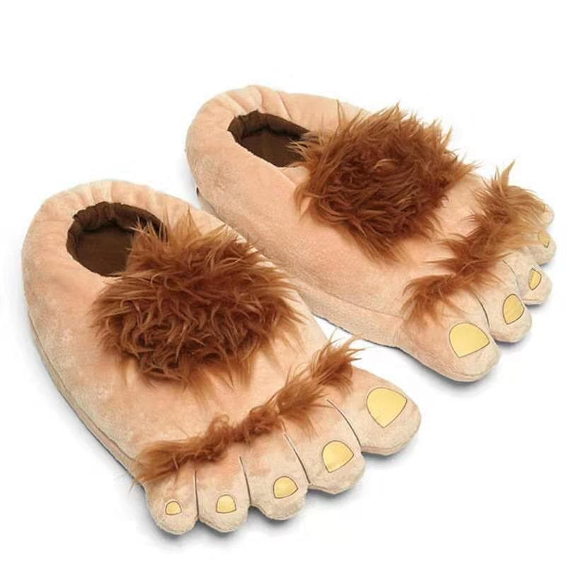 Men's Large Hobbit Plush Cotton Slippers - Cozy, Thick Bottom, New Warm Shoes for Home and Gifts 36-42