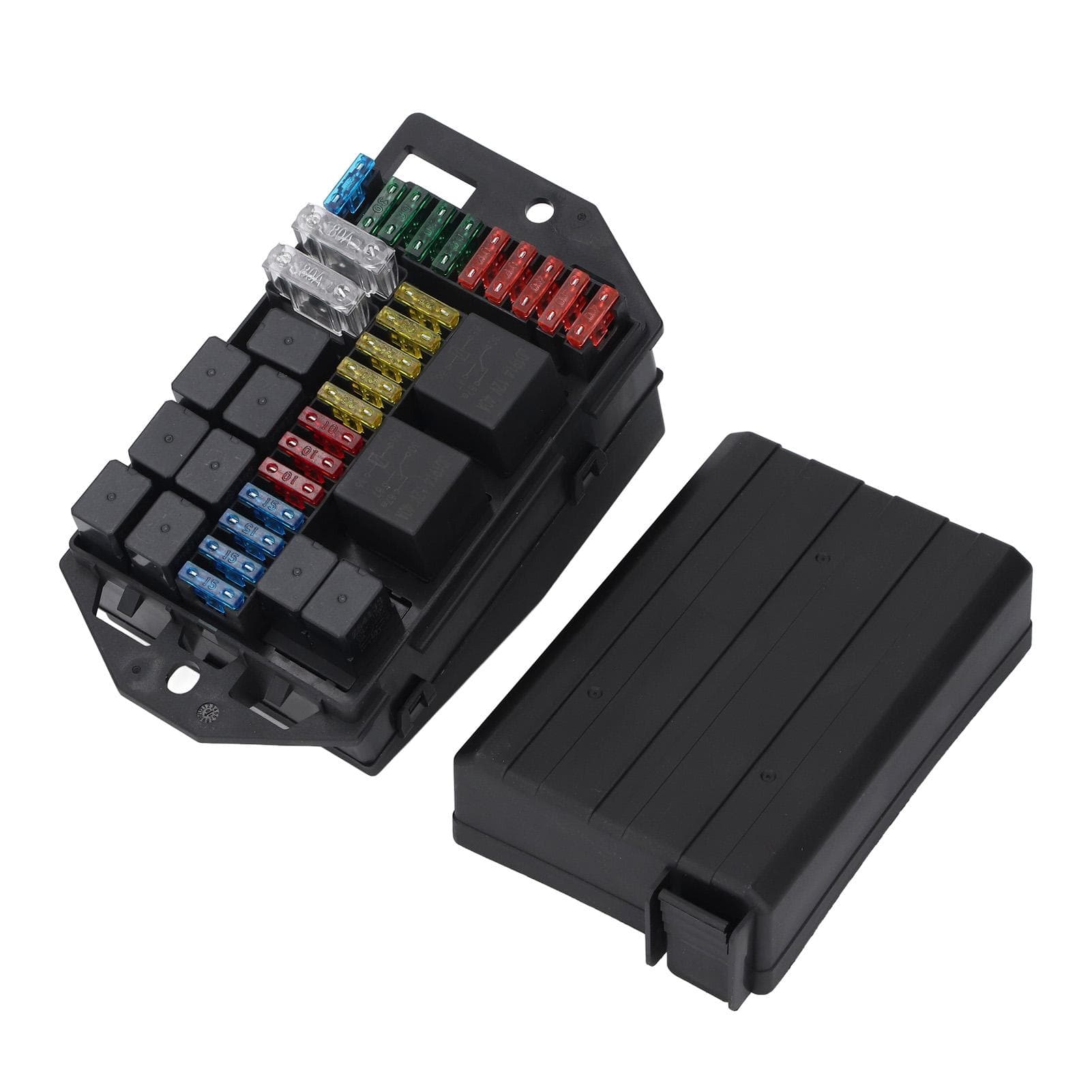 Fuse Relay Box Kit 2Pcs 5 Pin Relays 9Pcs 4 Pin Relays 24Pcs Blade Fuses with Crimp Terminals for
