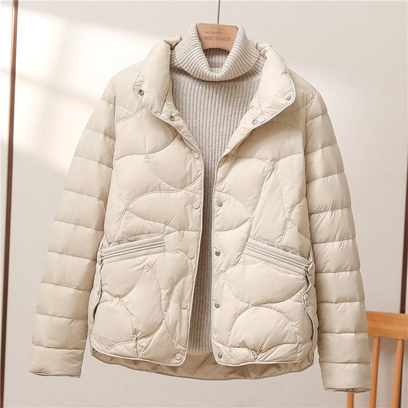Light Down Jacket Women's Short New Autumn and Winter Fashion Stand-up Collar Versatile Jacket XL