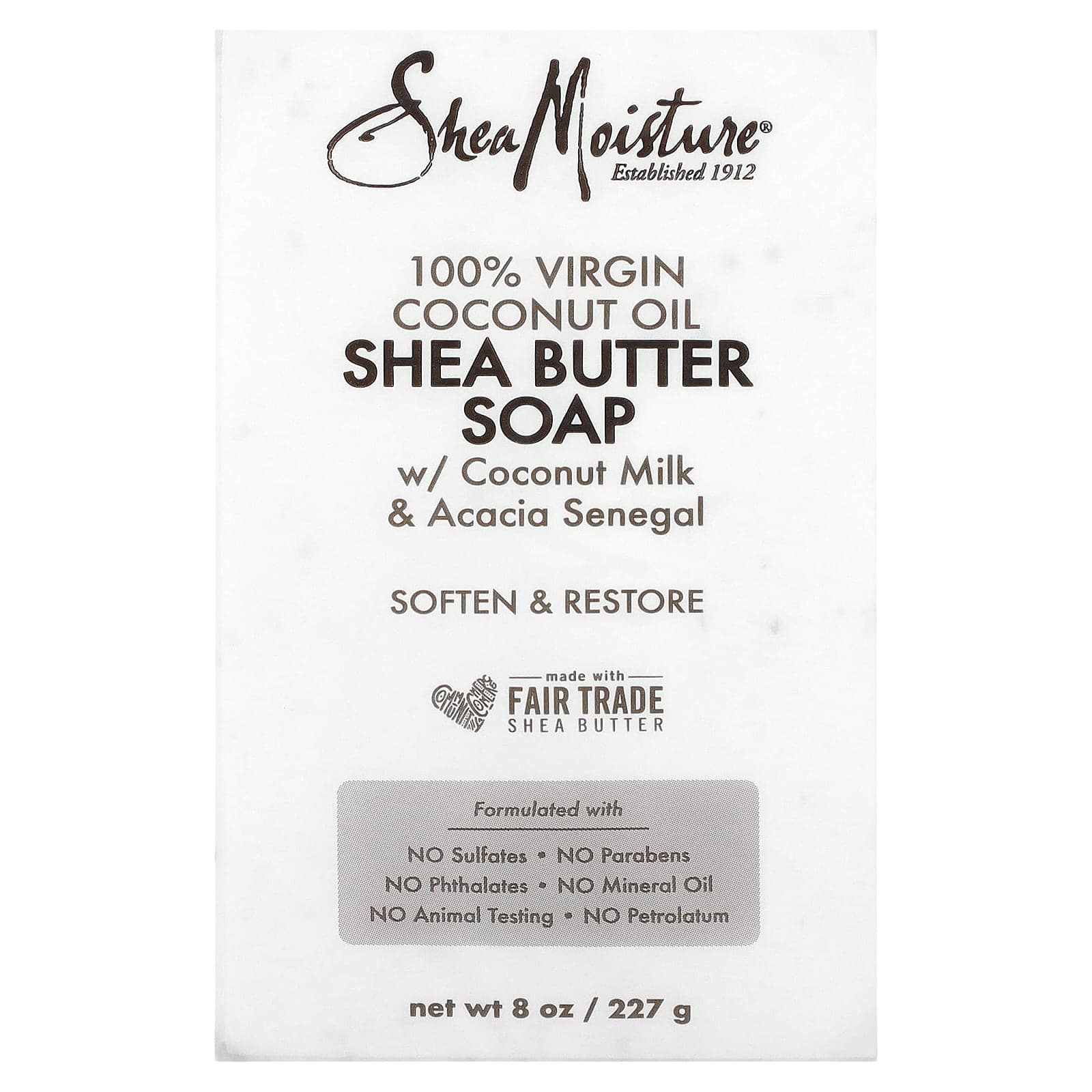 SheaMoisture, 100% Virgin Coconut Oil Shea Butter Soap, 230g (8oz)