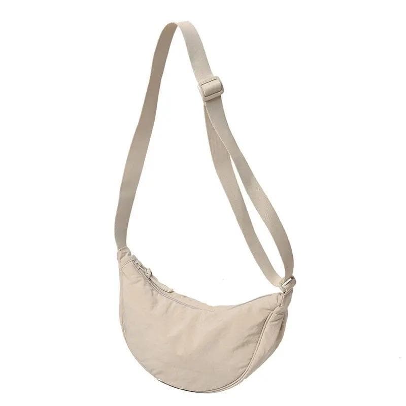 New Simple and Casual Solid Color Large Capacity Women's Dumpling Bag Shoulder Bag for Travel and Commuting beige