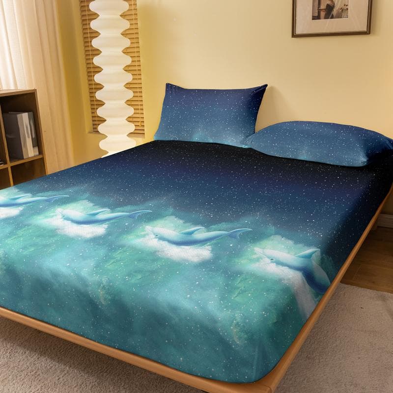 1 Simple Modern Printed Matte Fitted Sheet, Bedroom Printed Bed Cover, Bedding (Excluding Pillowcases) 71x132cm