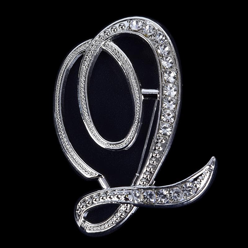 Crystal Rhinestone 26 Letters Women Collar Brooch Pin Corsage Bouquet Jewelry Q