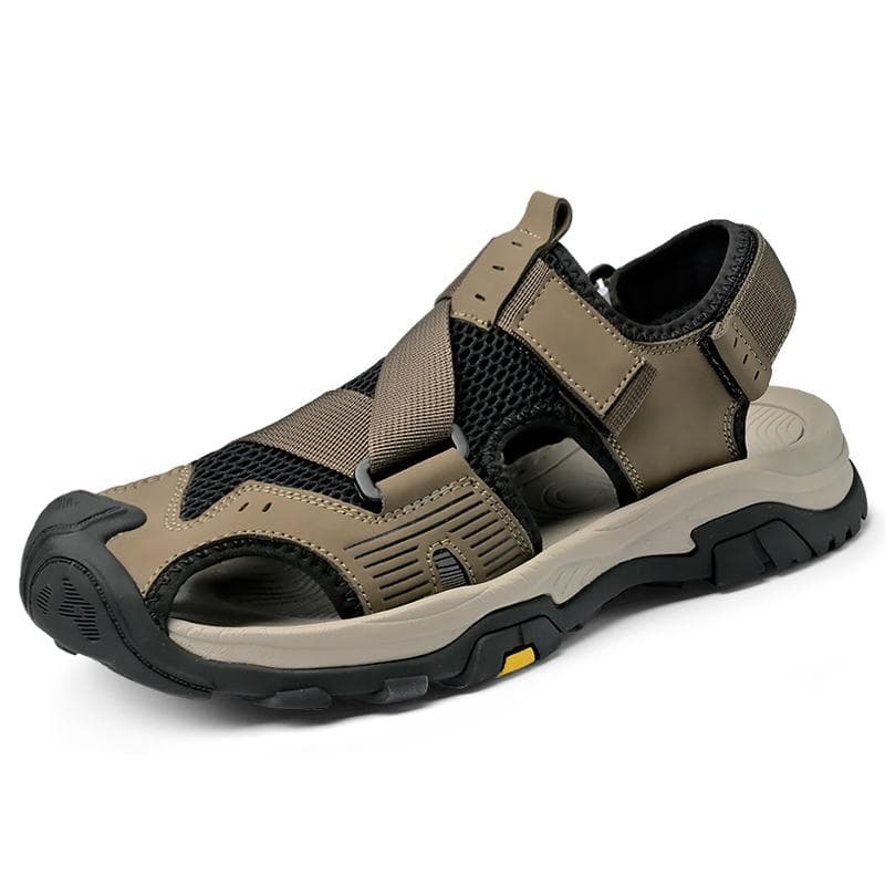 Comfy Breathable Men Summer Shoes New Arrival Man Sandals Fashion Hollow Out Beach Footwear Anti-collision Toe Wading Aqua Shoes 43 khaki
