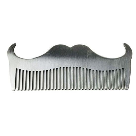 Goat Mustache Shape Stainless Steel Beard Comb Men Grooming Shaping Styling Tool silver