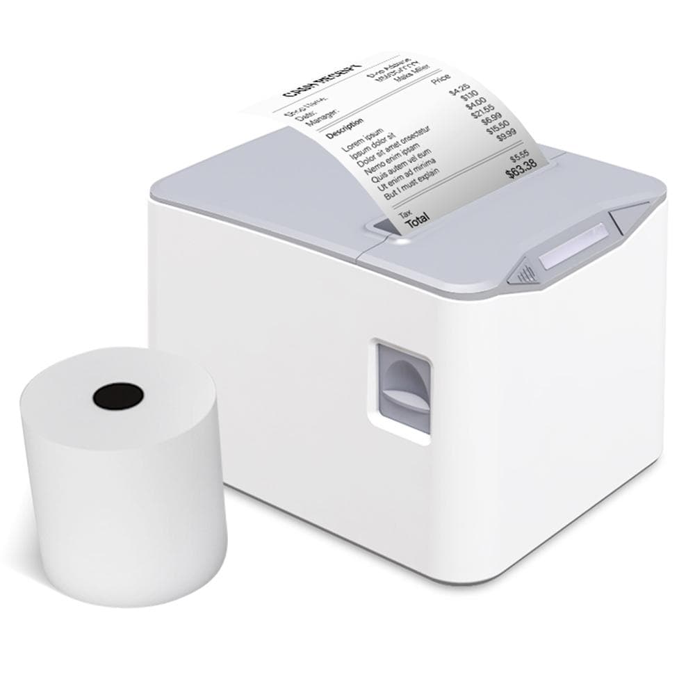 Bisofice Thermal Receipt Printer 80mm Desktop Direct Thermal Printing USB+LAN Connection High Speed US PLUG white