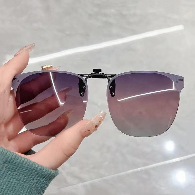 1 Piece Polarized Clip on Sunglasses Men Women Flip Up Clip on Gradient Lenses Driving Glasses Clip Eyewear Goggles pink/purple