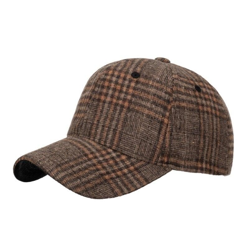 Classic Plaid Print Baseball Cap Unisex Plaid Outdoor Casual Cap Autumn Winter Adjustable Peaked Cap khaki