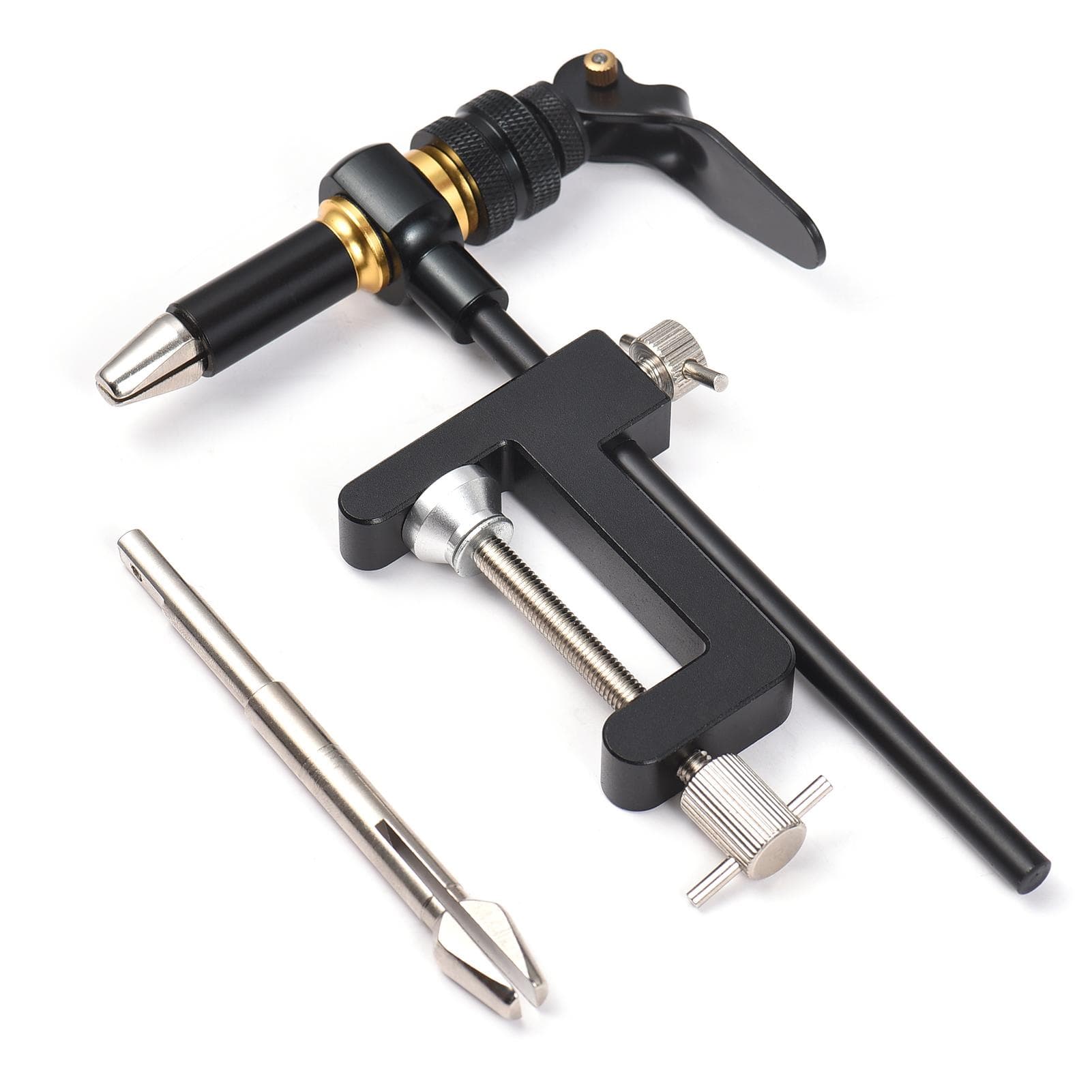 Rotate Fly Tying Vise Fishing Hook C-clamp Tying Vise Fly Fishing Tool Kit black