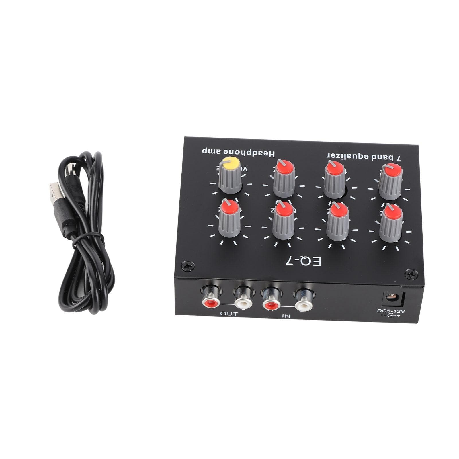 7 Band Sound Equalizer 12dB High Bass Adjustment Dual Channel Digital Equalizer white