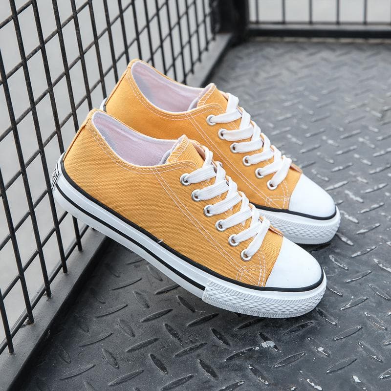 Fashion Canvas Shoes Couples Students Sports Solid Color Canvas Shoes 42 yellow